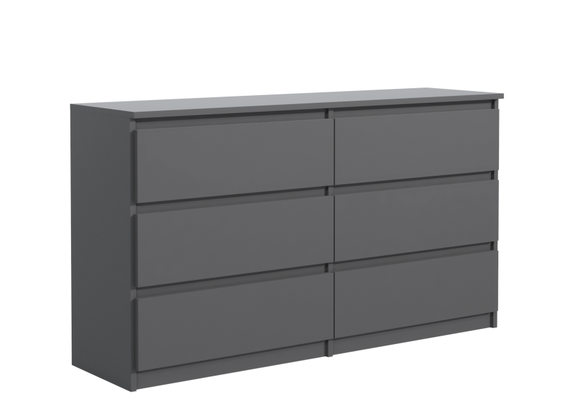 Komoda 6 szuflad 120cm biały połysk pojemna szafka do salonu sypialni