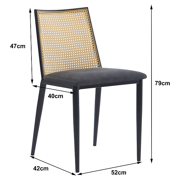 Zestaw 2 krzeseł metalowych z plecionką i skórą ekologiczną