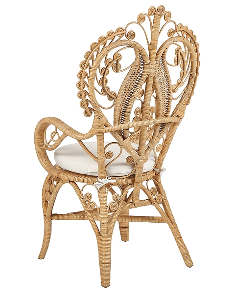 Fotel paw rattanowy z poduszką beżowy rattanowy