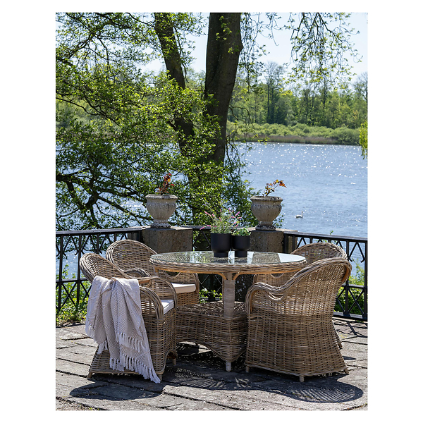 KRZESŁO Larisa RATTANOWE metalowa rama szara poduszka