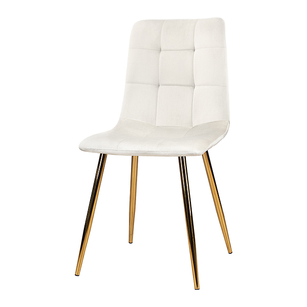 Krzesło tapicerowane szare welurowe pikowane złote nogi glamour