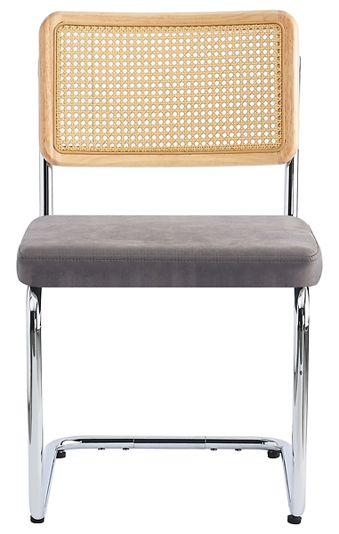 Zestaw 2 krzeseł metalowych z plecionką i skórą ekologiczną