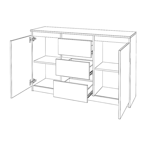 Komoda do salonu nowoczesna 120cm 3 szuflady biała szara mat