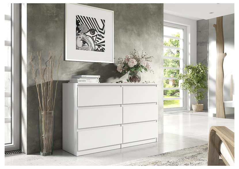 Komoda 6 szuflad 100cm biała