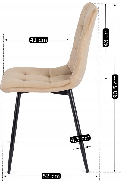 Krzesło Tapicerowane Kuchenne Welurowe Do Jadalni Kuchni Loft PERU Beż