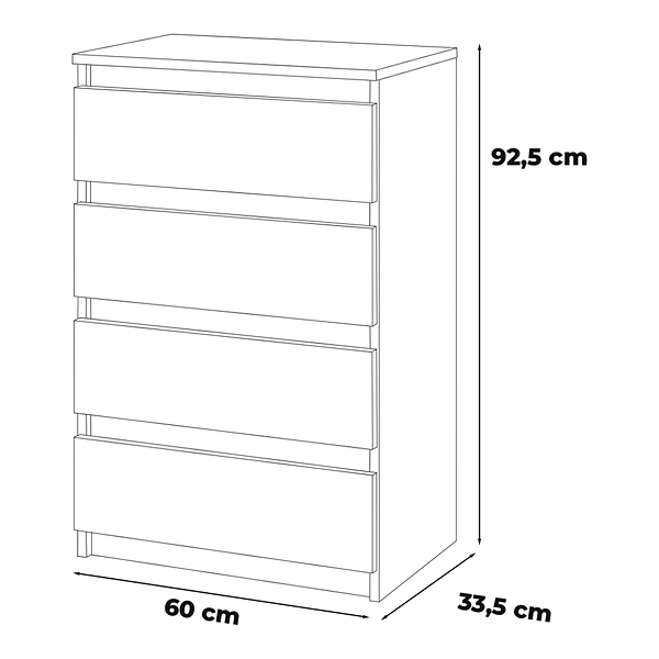 Komoda 4 szuflady 60cm hugo szafka do sypialni salonu szara