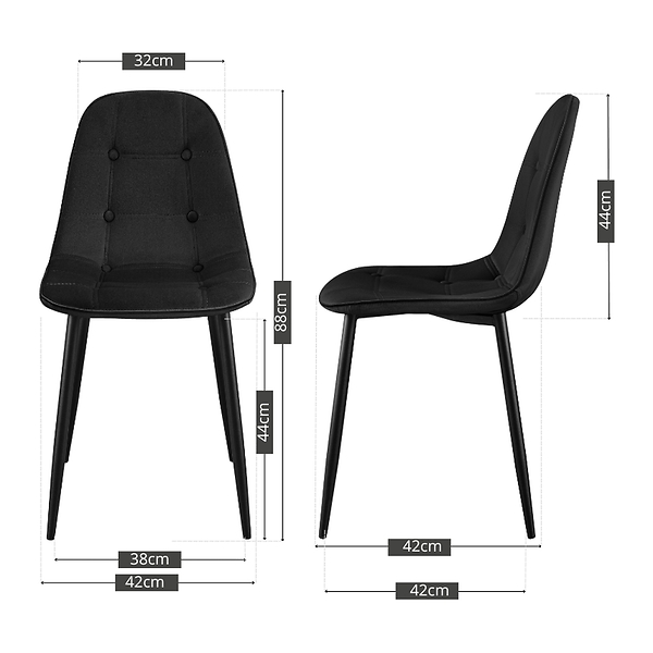 Krzesło tapicerowane czarne welurowe pikowane guziki do salonu