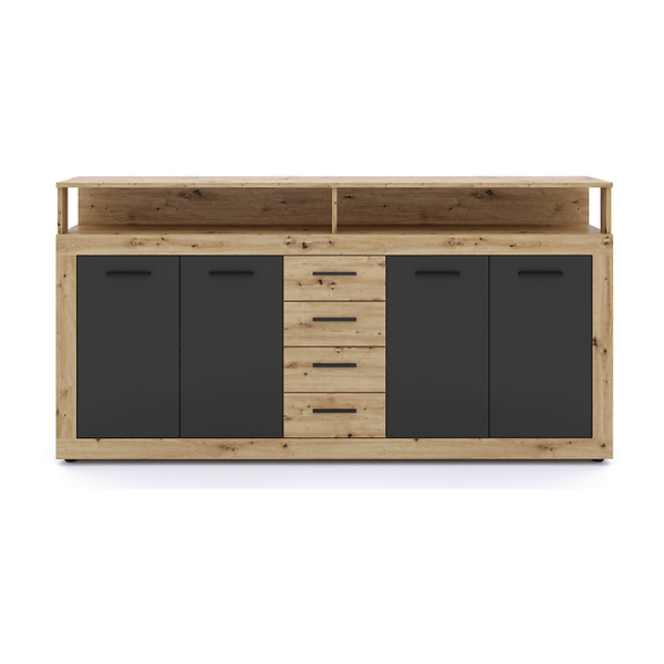 Komoda z Szufladami Duża Do Salonu BLAGO Dąb Sonoma Biała