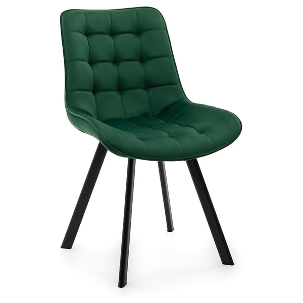 Krzesło Tapicerowane Welurowe Do Salonu Jadalni Zielone TORI
