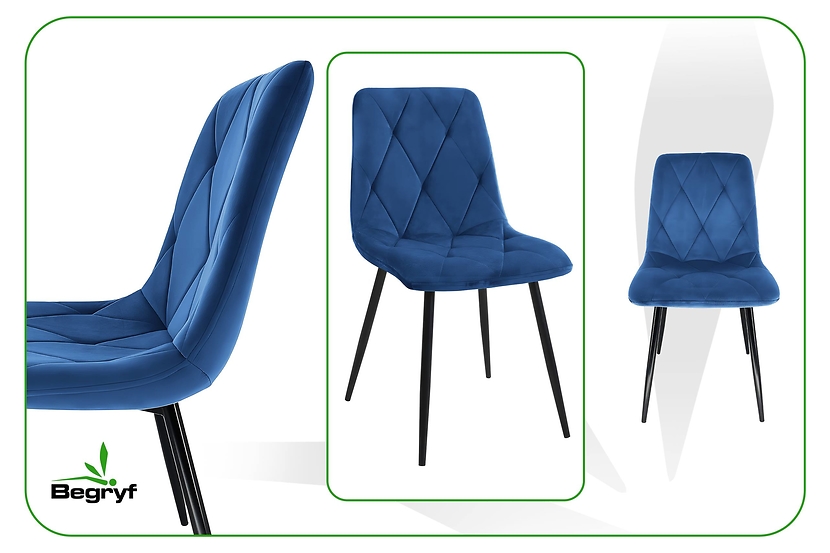 Krzesło Storczyk ciemno niebieskie welur do salonu do jadalni  Begryf