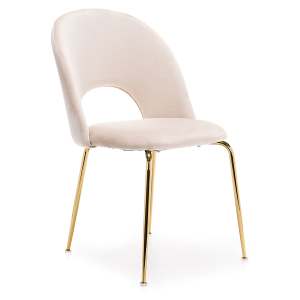 Krzesło Glamour KC-903-2 popiel welur, nogi złoty chrom