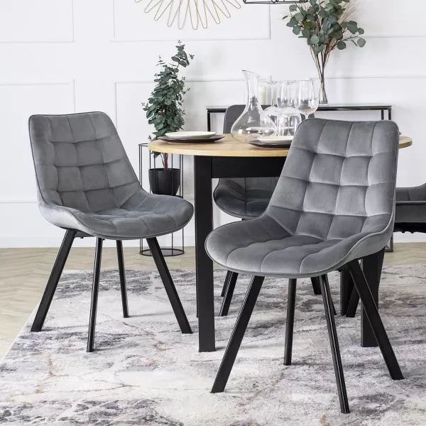 Zestaw 6x Krzesło Tapicerowane RICK do Salonu Czarne Welurowe Loft