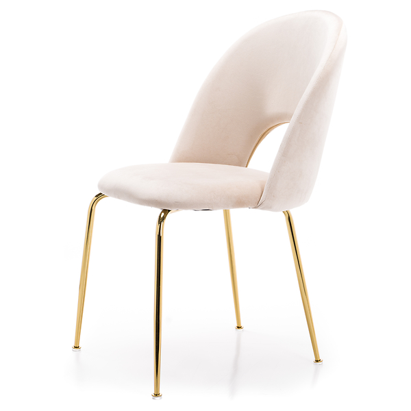 Krzesło Glamour KC-903-2 popiel welur, nogi złoty chrom