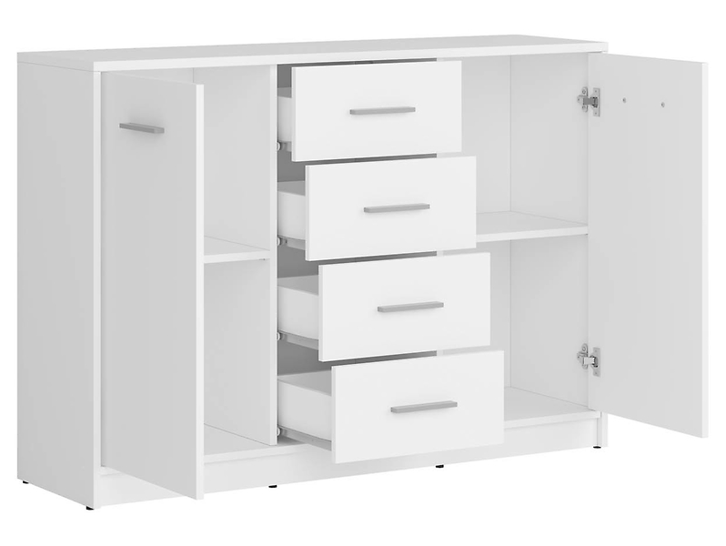 Komoda Nepo Plus 119 cm z 2 drzwiami i 4 szufladami dąb sonoma/biały