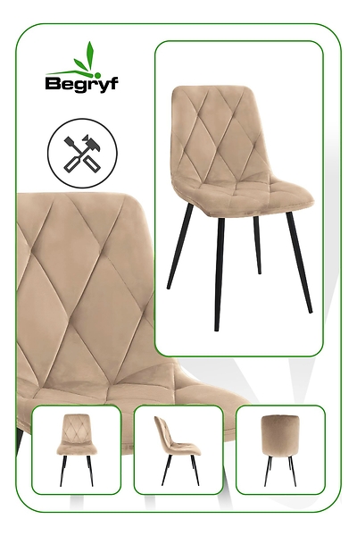 Krzesło Storczyk ciemno niebieskie welur do salonu do jadalni  Begryf