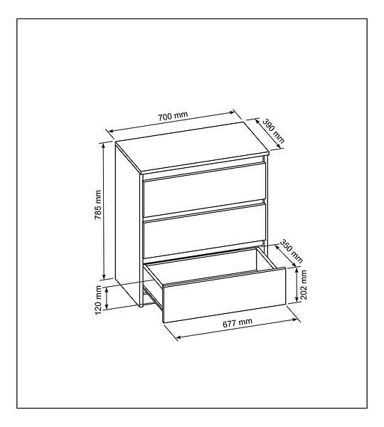 Komoda 3 szuflady kaszmir