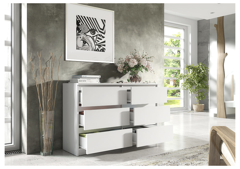 Komoda 6 szuflad 100cm biała
