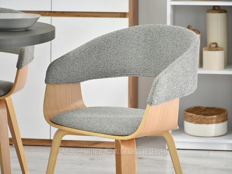 Szare Krzesło Boucle Robin Do Jadalni I Biura W Stylu Nowoczesnym