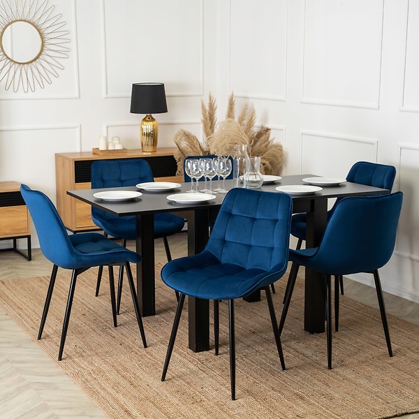 Krzesło Tapicerowane Welurowe Do Salonu Jadalni Kuchenne Granatowe CHRIS