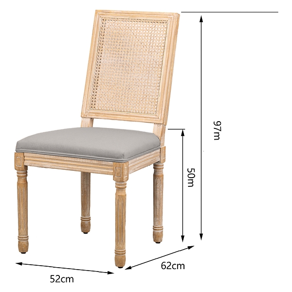 Zestaw 2 krzeseł drewno/plecionka ciemnoszara