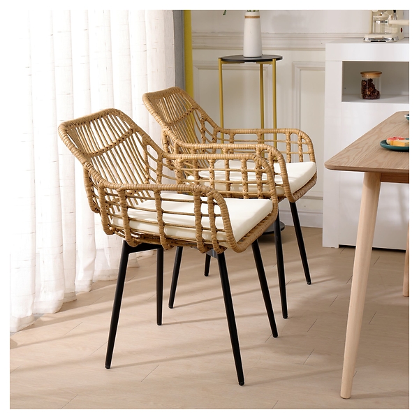 Zestaw 2 krzeseł z metalu i wikliny