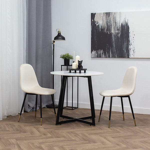 Krzesło tapicerowane welurowe pikowane beżowe do salonu jadalni