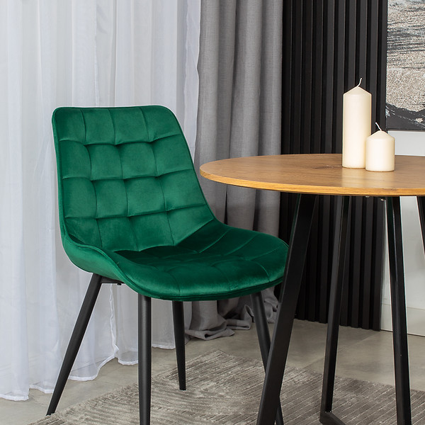 Krzesło tapicerowane welurowe pikowane do salonu jadalni