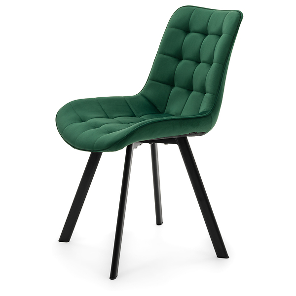 Krzesło Tapicerowane Welurowe Do Salonu Jadalni Zielone TORI