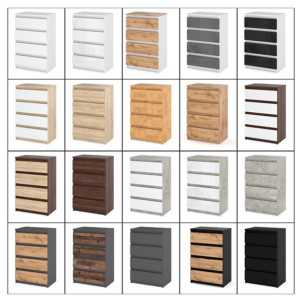 Komoda 4 szuflady 60cm hugo szafka do sypialni salonu szara