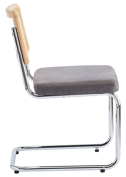 Zestaw 2 krzeseł metalowych z plecionką i skórą ekologiczną