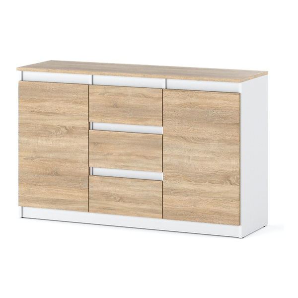 Komoda do salonu nowoczesna 120cm 3 szuflady biała szara mat