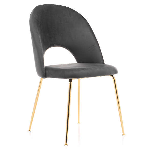 Krzesło Glamour KC-903-2 popiel welur, nogi złoty chrom
