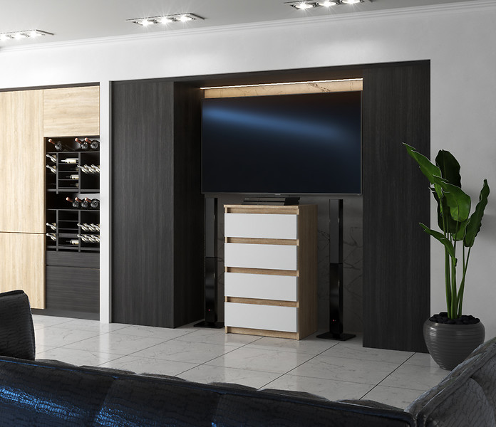 Komoda 4 szuflady 60cm hugo szafka do sypialni salonu szara