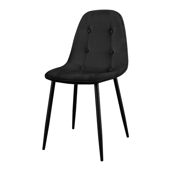 Krzesło tapicerowane czarne welurowe pikowane guziki do salonu