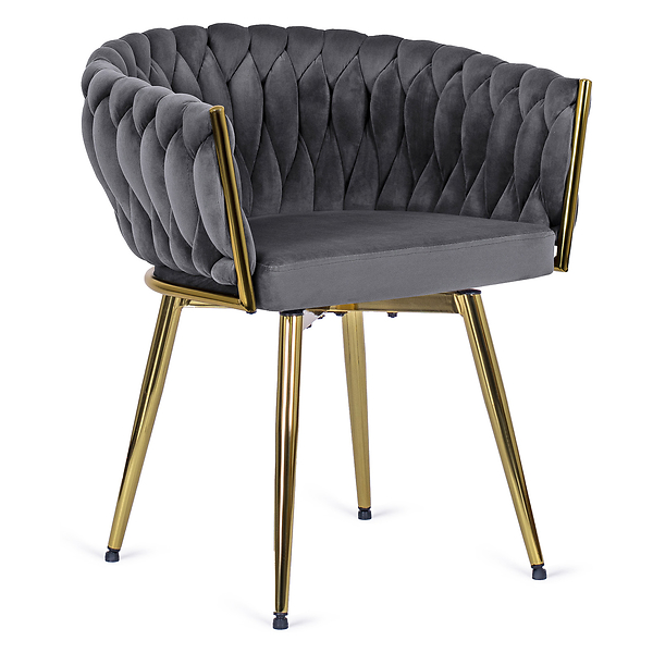 Krzesło Tapicerowane Welur Obrotowe RUBI Czarne Do Salonu Jadalni Toaletki