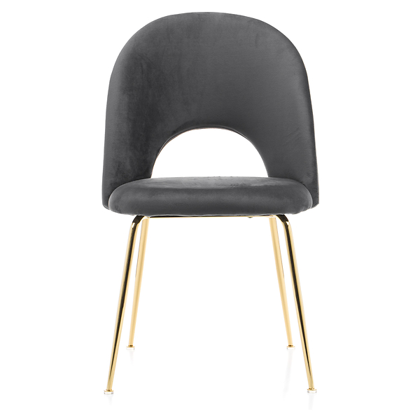 Krzesło Glamour KC-903-2 popiel welur, nogi złoty chrom