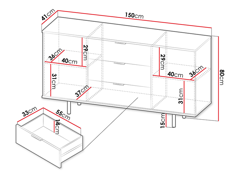 Komoda szeroka Nubia K2D3SZ