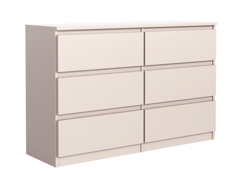 Komoda 6 szuflad 120cm biały połysk pojemna szafka do salonu sypialni