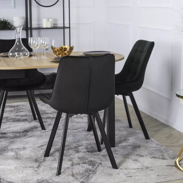 Zestaw 6x Krzesło Tapicerowane RICK do Salonu Czarne Welurowe Loft