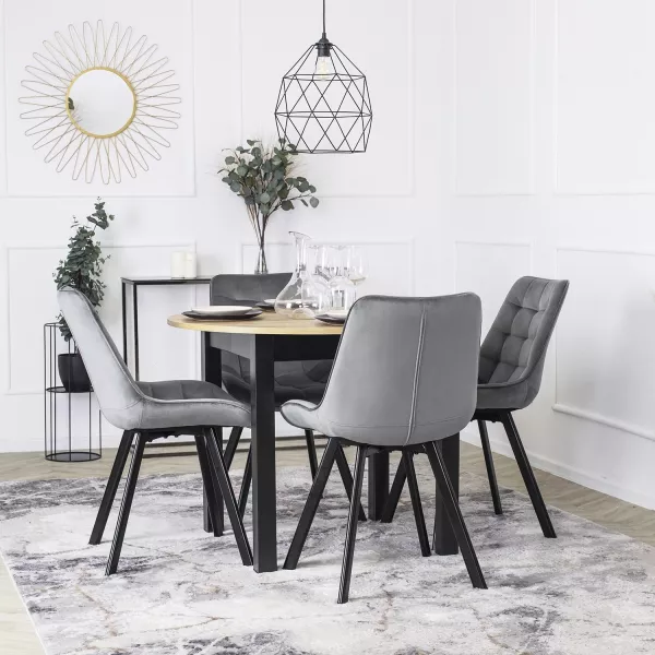 Zestaw 6x Krzesło Tapicerowane RICK do Salonu Czarne Welurowe Loft