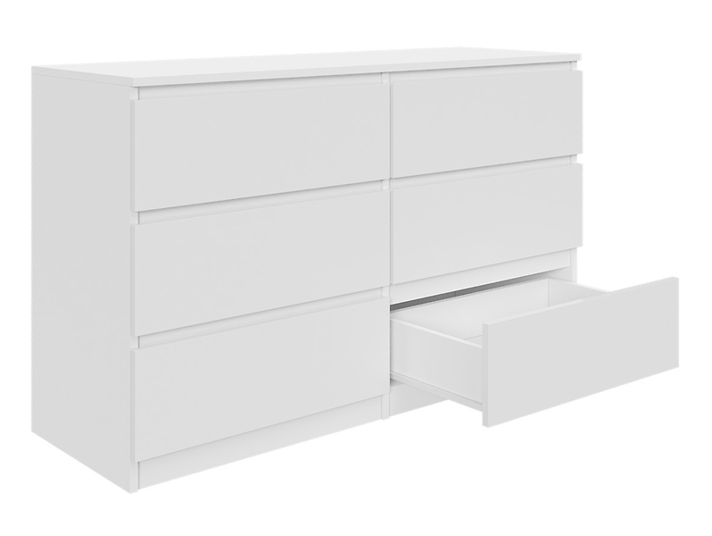 KOMODA Biała Lakierowana 120 cm - 6 pojemnych szuflad