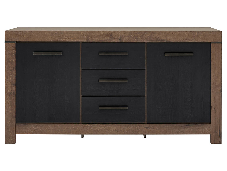 Komoda Balin 160 cm z 2 drzwiami i 3 szufladami dąb monastery/dąb czarny