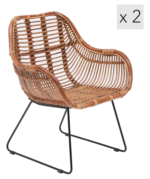 Zestaw 2 krzeseł z metalu i włókien