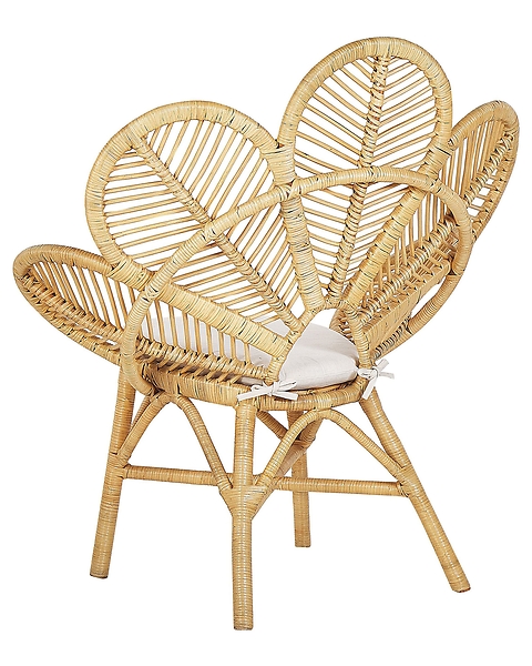 Zestaw foteli paw rattan z poduchą beżowy