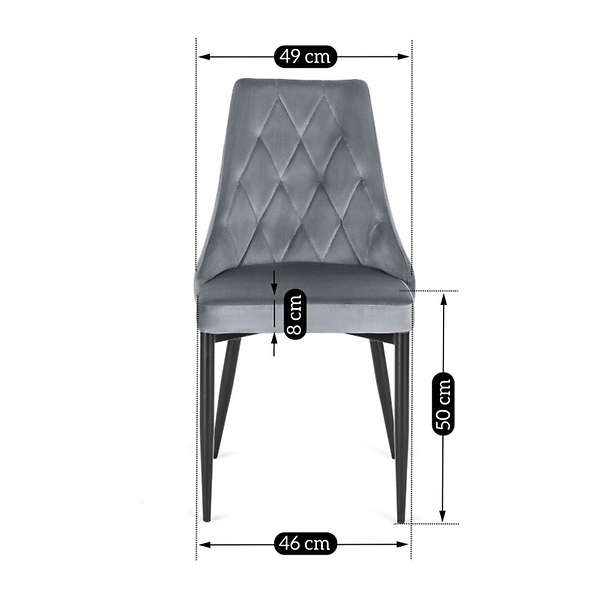 Zestaw 6x Krzesło Tapicerowane CORK do Salonu Szare Welurowe Loft