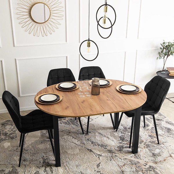 Krzesło Tapicerowane Welurowe Do Jadalni Salonu Loft Granatowe LUCKY