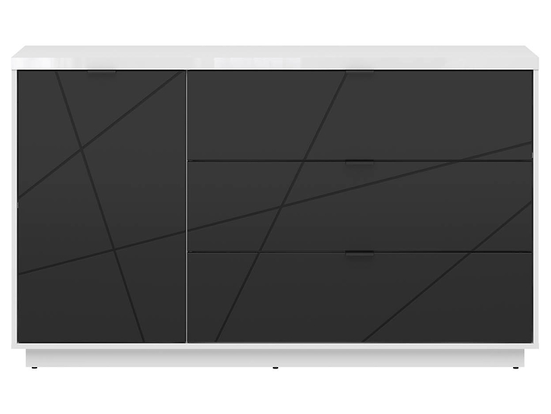 Komoda Forn 156 cm z drzwiami i 3 szufladami dąb delano ciemny/czarny mat