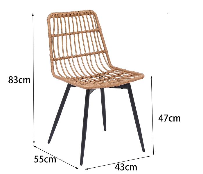 Zestaw 4 krzeseł z metalu i wikliny