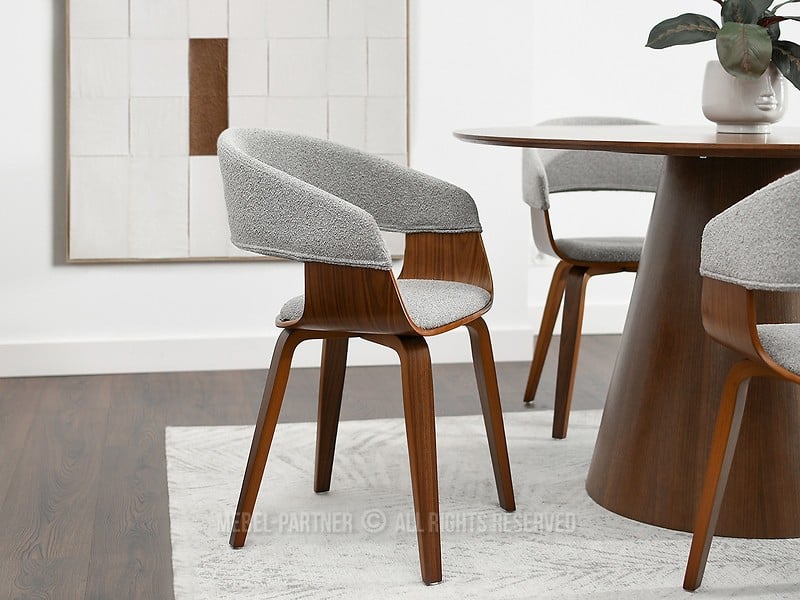 Szare Krzesło Boucle Robin Do Jadalni I Biura W Stylu Nowoczesnym