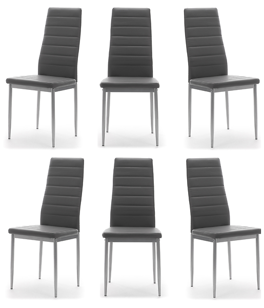Zestaw 6 krzeseł FADO tapicerowane ekoskóra szare